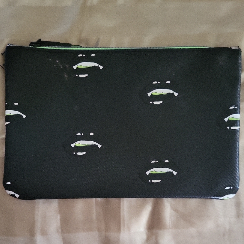 Ipsy Black Cosmetic Bag with Green Accents